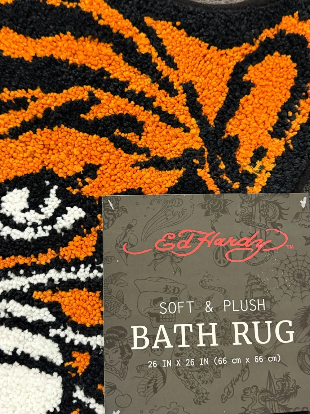 NWT Ed Hardy Soft & Plush Tiger Bath Rug 26x26